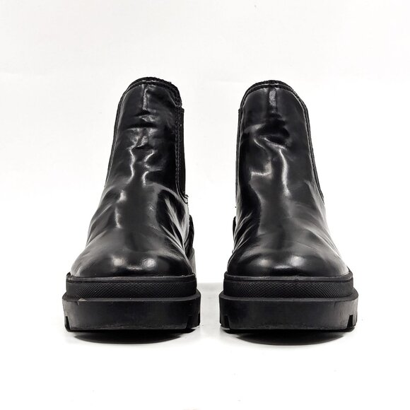 Circus Women Black Vegan Leather Slip-on Platform Festival Chelsea sz 9.5 - Picture 2 of 10